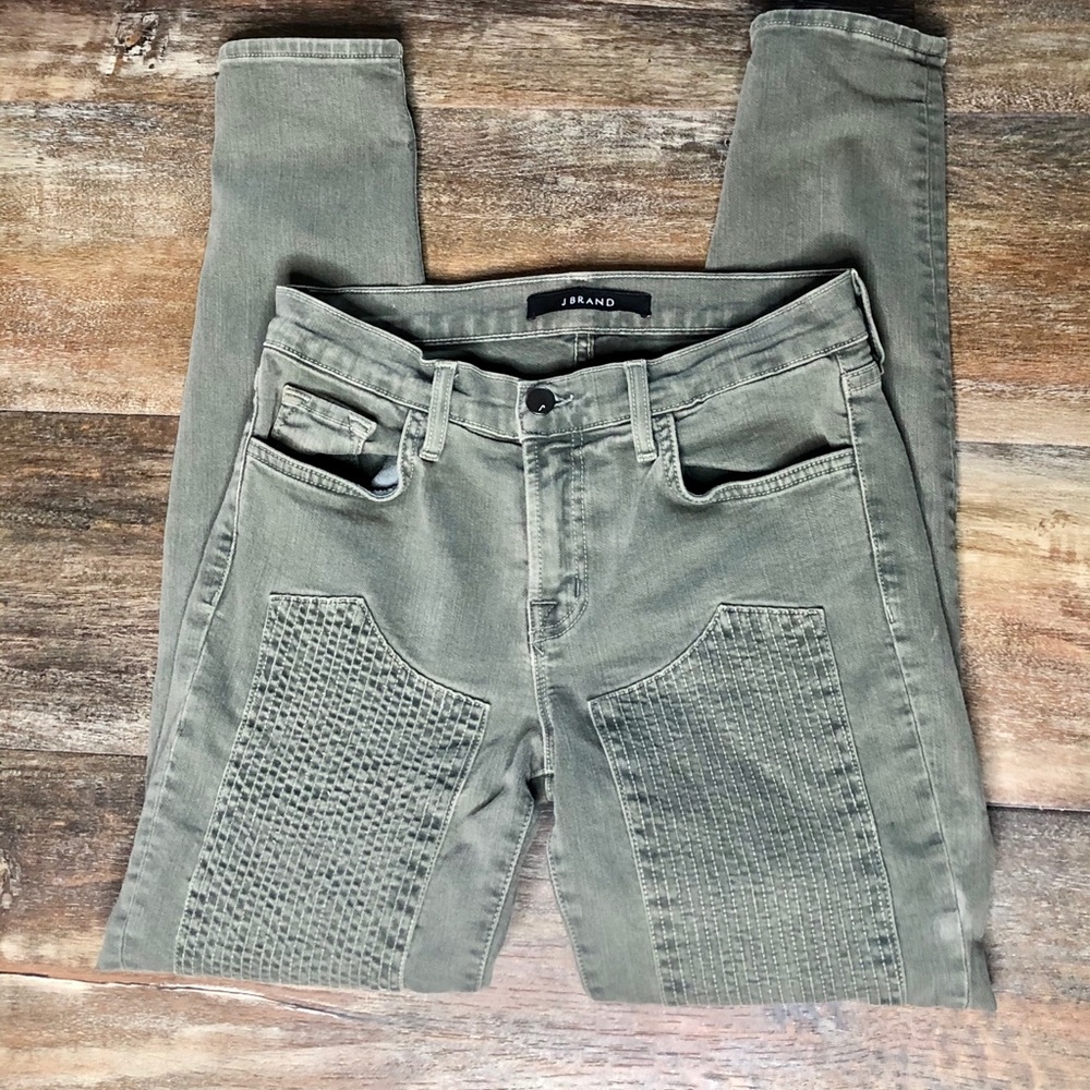 J Brand Vin Mantis Olive Green Textured Jeans